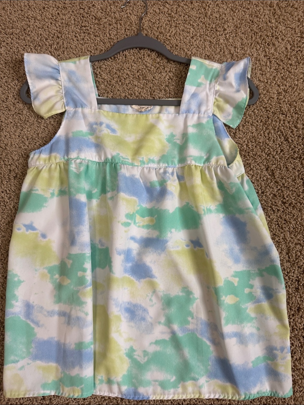 Hayden Girls White Top with Pastel Blue, Green & Yellow